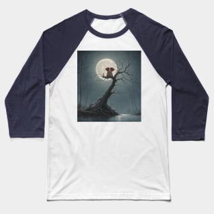 elephant and dog sitting on a tree and looking at the moon Baseball T-Shirt